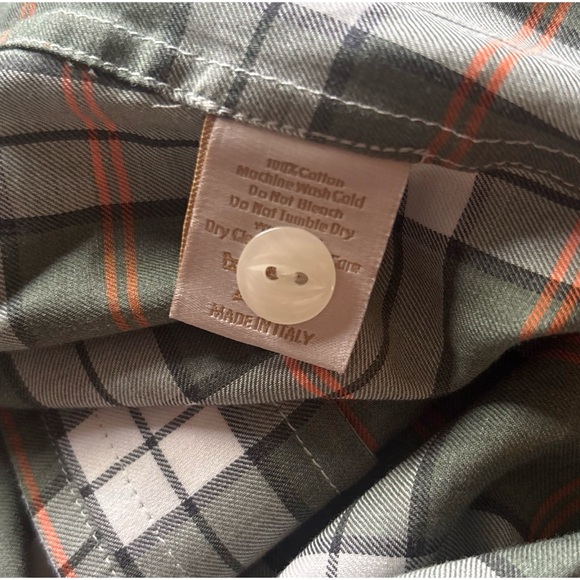 Sarah Alexandra Classic Cotton Olive Plaid Button-Down Shirt Size 12 - Picture 4 of 5